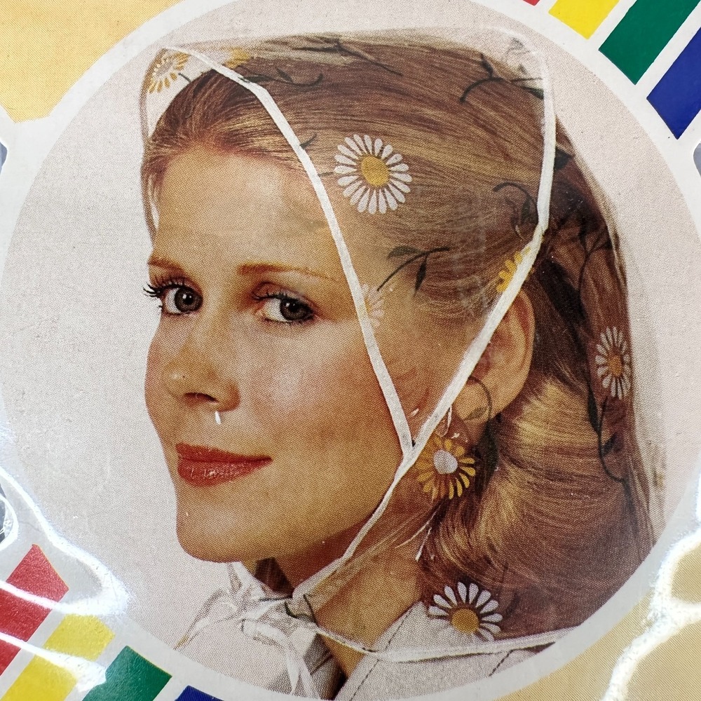 SOLO Peaked Vinyl Rain Hood Bonnet Hat Clear Daisies VTG NEW Sealed Hong Kong - Picture 2 of 9